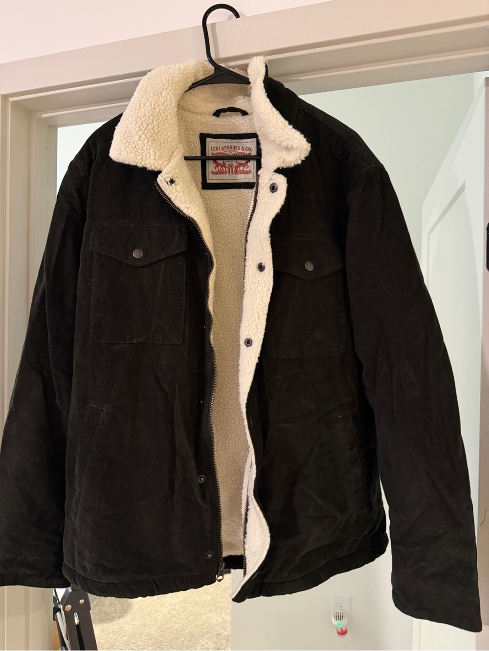 Levi's Black Corduroy Jacket with Cream Sherpa Lining